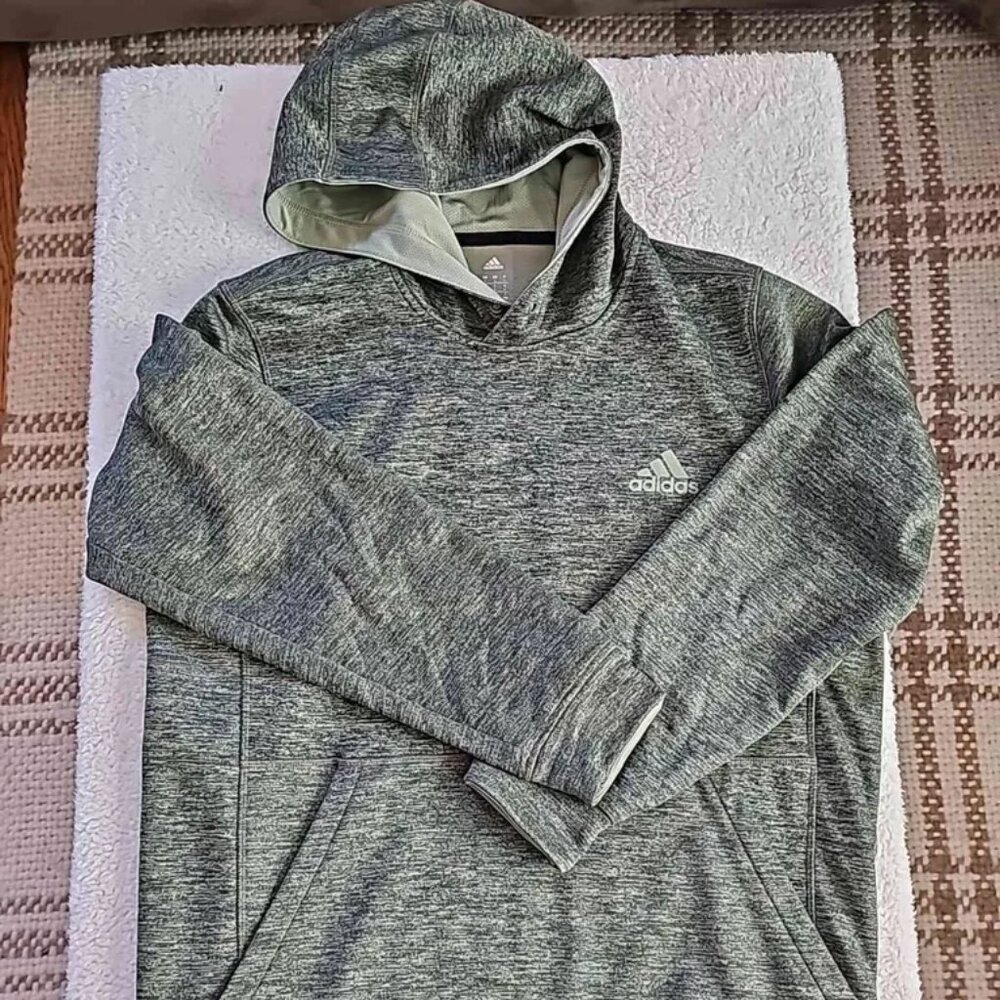 Adidas Climawarm‎ Sz Large Athletic Gym Pullover Hoodie Polyester Green